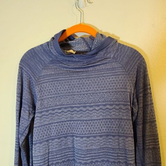 Lululemon Rest Less Hoodie Pullover Gatsby Blue Patterned Size 10 Thumbholes - Picture 2 of 7